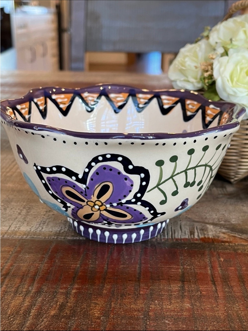 Beautiful BLUE SKY CLAYWORKS Floral BOWL!
